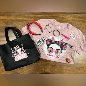 Pink Cheer Life Kids T-Shirt and Accessories Set